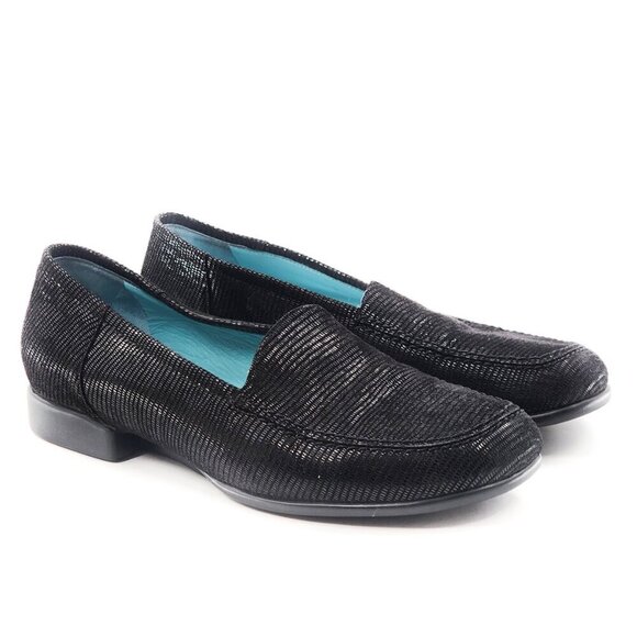 THIERRY RABOTIN Black Shiny Suede Loafer Flats Shoes - Picture 3 of 7
